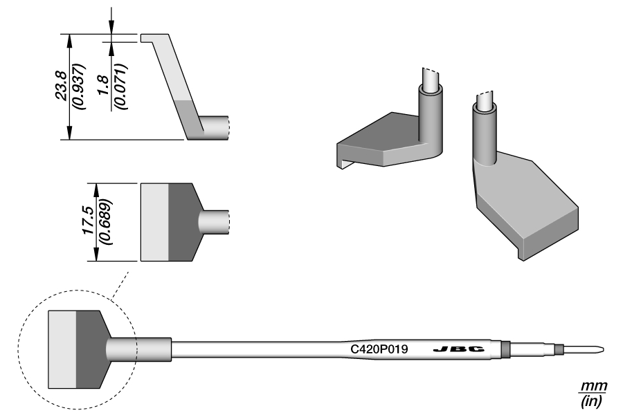 C420P019 - Tweezers Blade Cartridge 17.5 mm S1